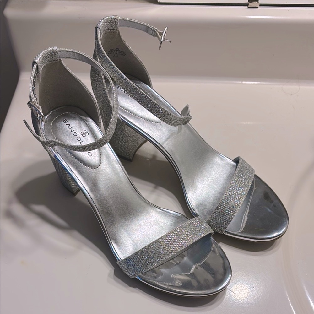 Bandolino Silver Sparkly Heeled Sandals